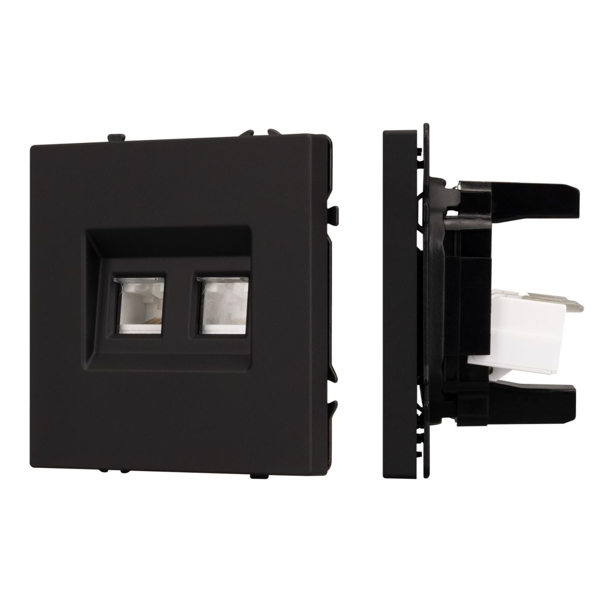 Розетка компьютерная двойная софт-тач черный оникс Arlight SCT-MPC2-SFPL-BK (2хRJ-45, CAT6) 054313(1) 054313(1) - магазин электротехники Electroshop