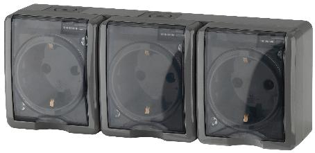Розетка 3х2P+E IP54 16A-250В открытой установки Эра Эксперт серый 11-2405-03 Б0020721 Б0020721 - магазин электротехники Electroshop