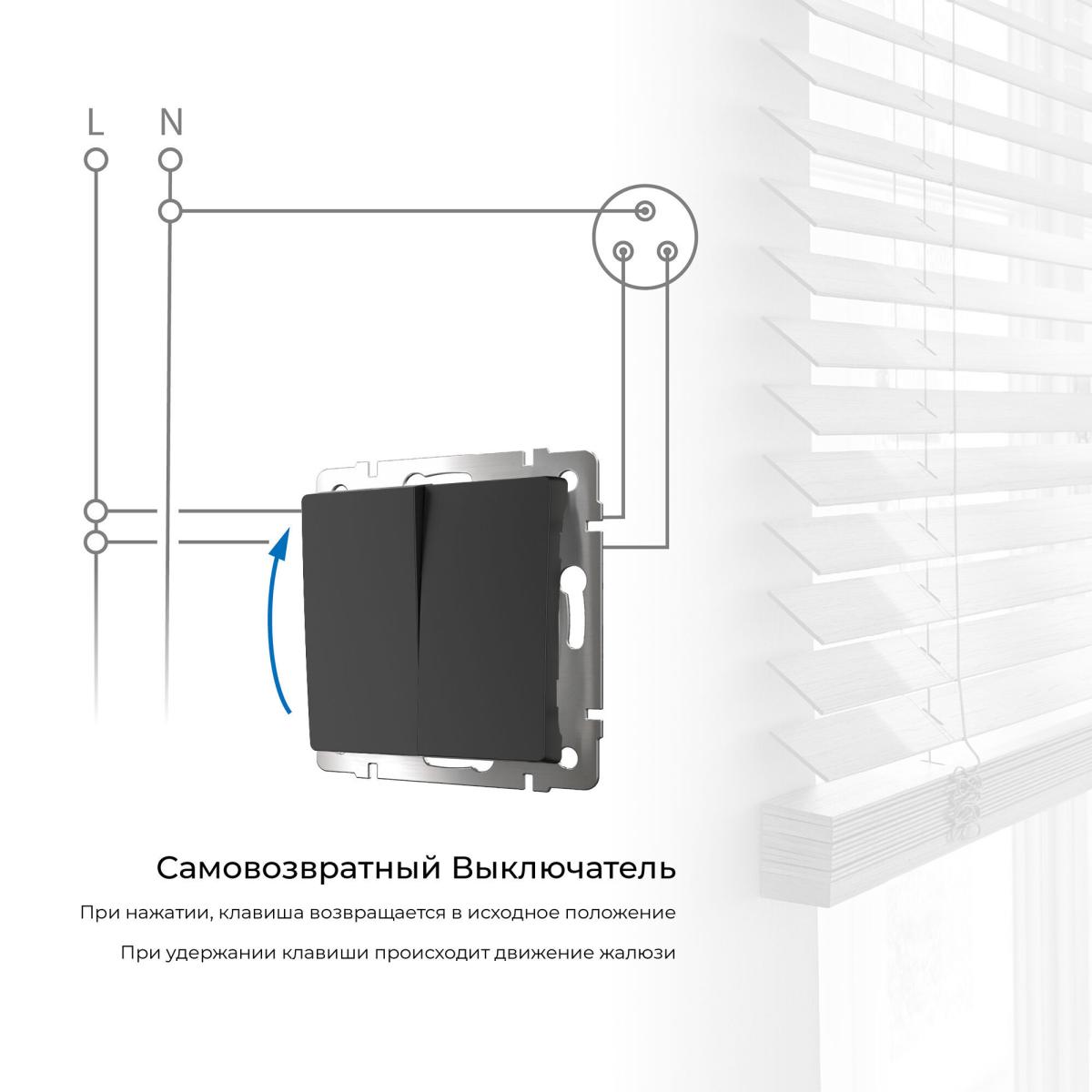 Выключатель двухклавишный с самовозвратом Werkel 4690389192340 W1122408 a062575 4690389192340 - магазин электротехники Electroshop