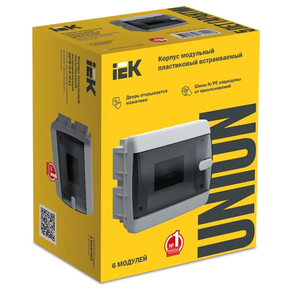 Щит встраиваемый UNION Compact ЩРВ-П-6 6м прозрачная дверь IP41 IEK UIC-KP12-V-06-41-K01 UIC-KP12-V-06-41-K01 - магазин электротехники Electroshop