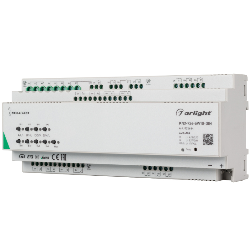 Релейный модуль Arlight KNX-724-SW10-Din (Bus, 24х10A) 025664 025664 - магазин электротехники Electroshop