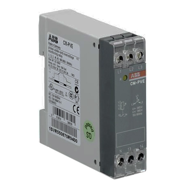 Реле контроля напряжения ABB CM-PVE (контроль 1,3 фаз) (контроль Umin/max с нейтралью L-N 185..265В AC) 1SVR550870R9400 1SVR550870R9400 - магазин электротехники Electroshop