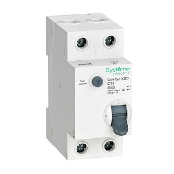 Дифавтомат 1П+Н C16А 10мА тип А однофазный электронный АВДТ 6кА City9 Set Systeme Electric C9D61616 C9D61616 - магазин электротехники Electroshop