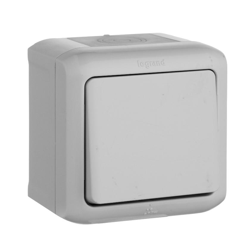 Выключатель кнопочный IP44 Legrand Quteo серый 782335 782335 - магазин электротехники Electroshop