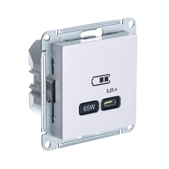 Зарядка USB тип А + тип С 45W высокоскоростная зарядка QC, PD AtlasDesign жемчуг Systeme Electric ATN000429 ATN000429 - магазин электротехники Electroshop