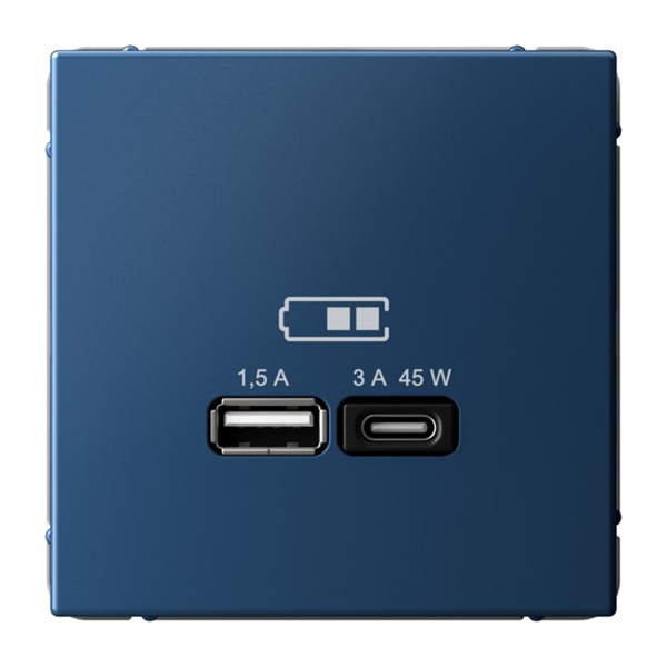Зарядка USB ArtGallery тип-А и тип-C 45Вт QC PD аквамарин Systeme Electric GAL001129 GAL001129 - магазин электротехники Electroshop