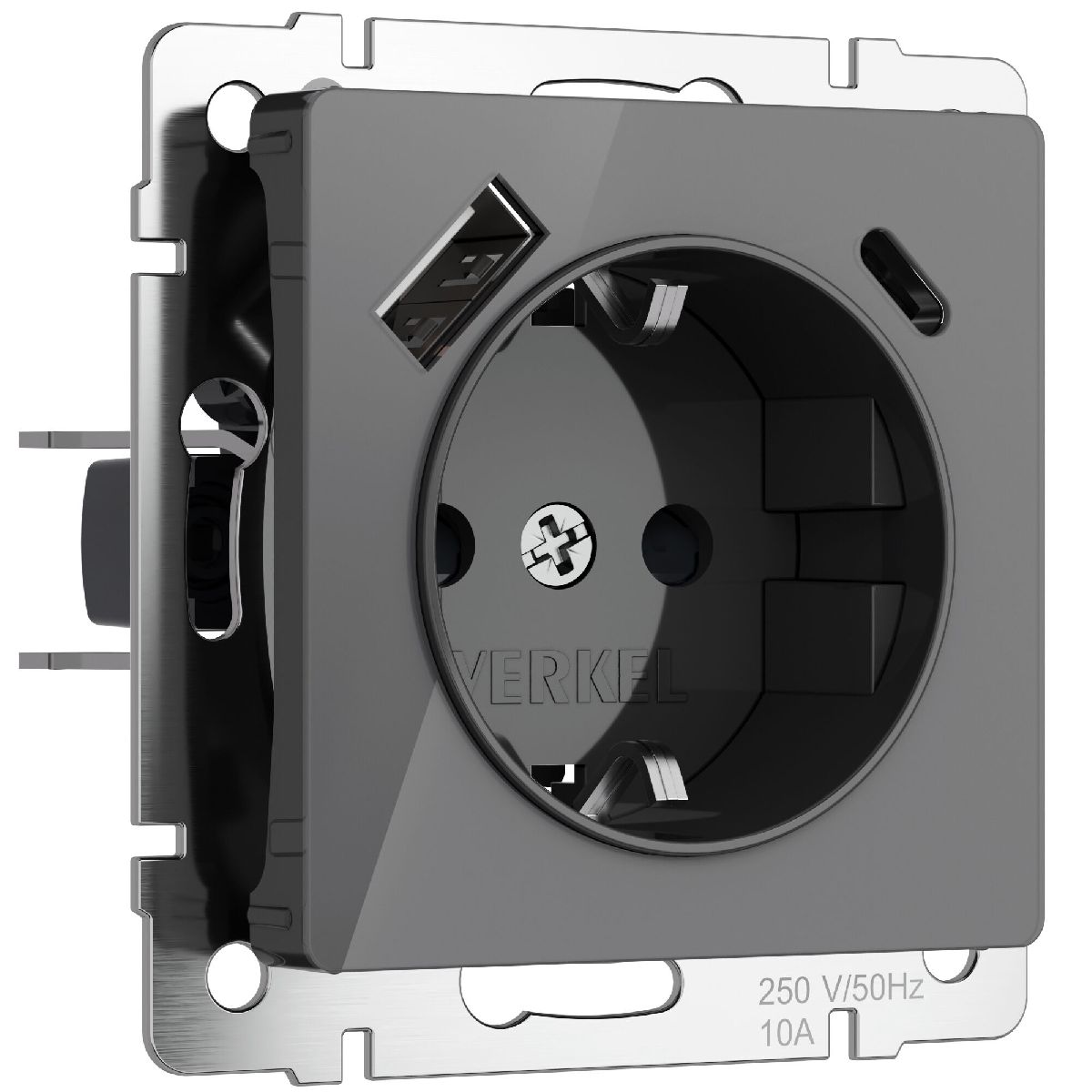 Розетка с заземлением, шторками и USB тип A+C Werkel 4690389197536 W1171744 a064093 4690389197536 - магазин электротехники Electroshop