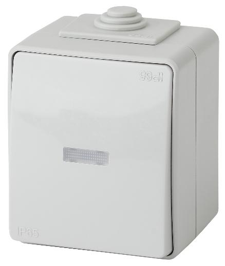 Выключатель с подсветкой IP65 10АХ-250В открытой установки Эра Эксперт серый 11-1602-03 Б0035974 Б0035974 - магазин электротехники Electroshop