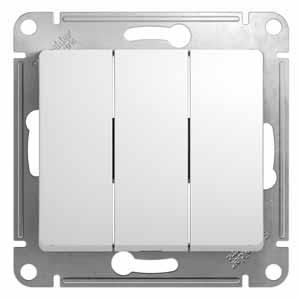 Трехклавишный выключатель 10А механизм Schneider Electric Glossa белый GSL000131 GSL000131 - магазин электротехники Electroshop