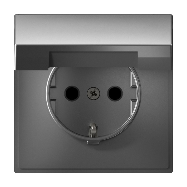 Розетка с заземлением со шторками и крышкой IP20 16А ArtGallery сталь Systeme Electric GAL000946 GAL000946 - магазин электротехники Electroshop