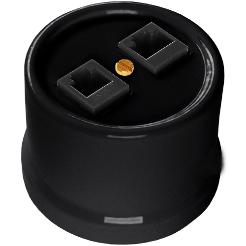 Розетка компьютерная 2-ая RJ45 ОП Bironi Лизетта пластик цвет черный B1-302-23 B1-302-23 - магазин электротехники Electroshop