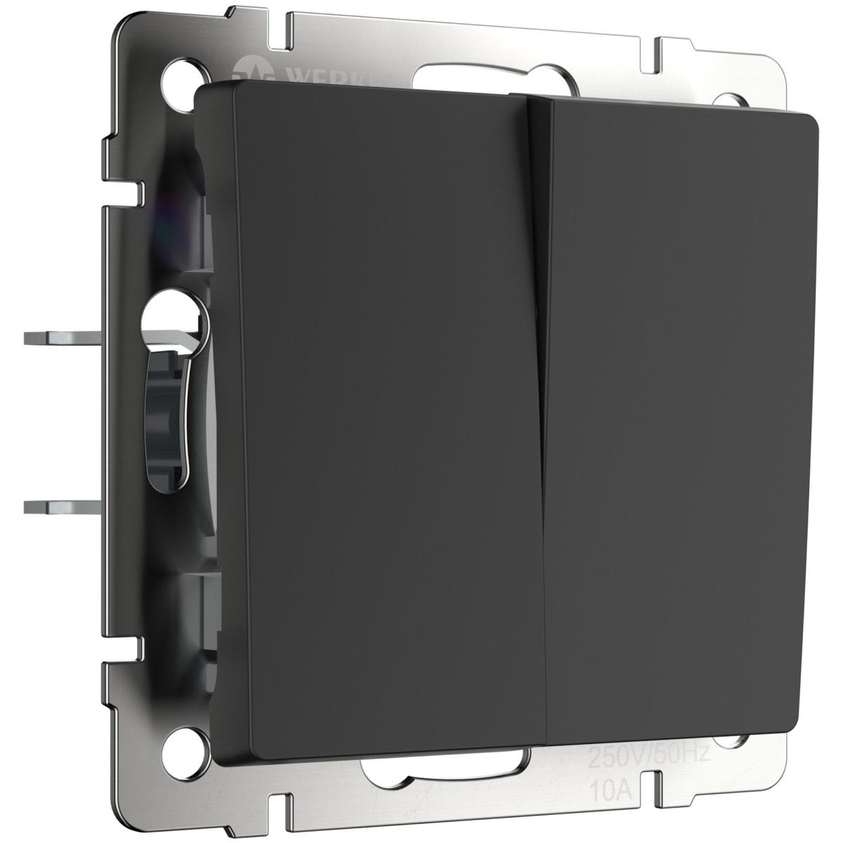 Выключатель Werkel двухклавишный проходной черный матовый W1122008 4690389156724 4690389156724 - магазин электротехники Electroshop
