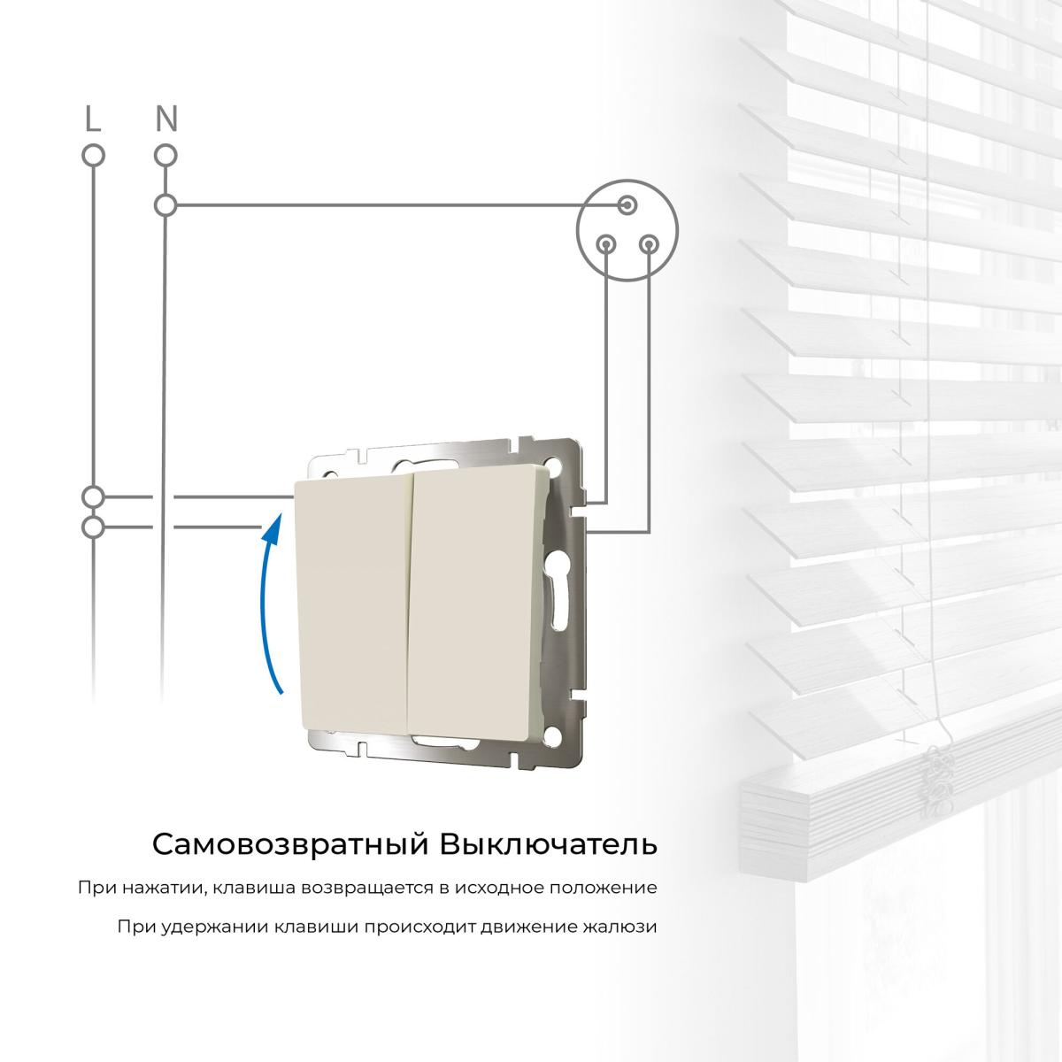 Выключатель двухклавишный с самовозвратом Werkel 4690389192357 W1122462 a062577 4690389192357 - магазин электротехники Electroshop