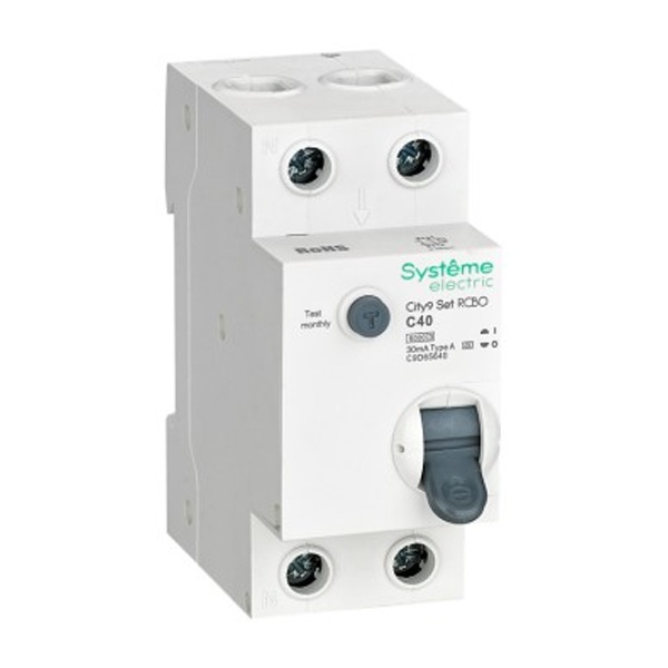 Дифавтомат 1П+Н C40А 30мА тип А однофазный электронный АВДТ 6кА City9 Set Systeme Electric C9D65640 C9D65640 - магазин электротехники Electroshop