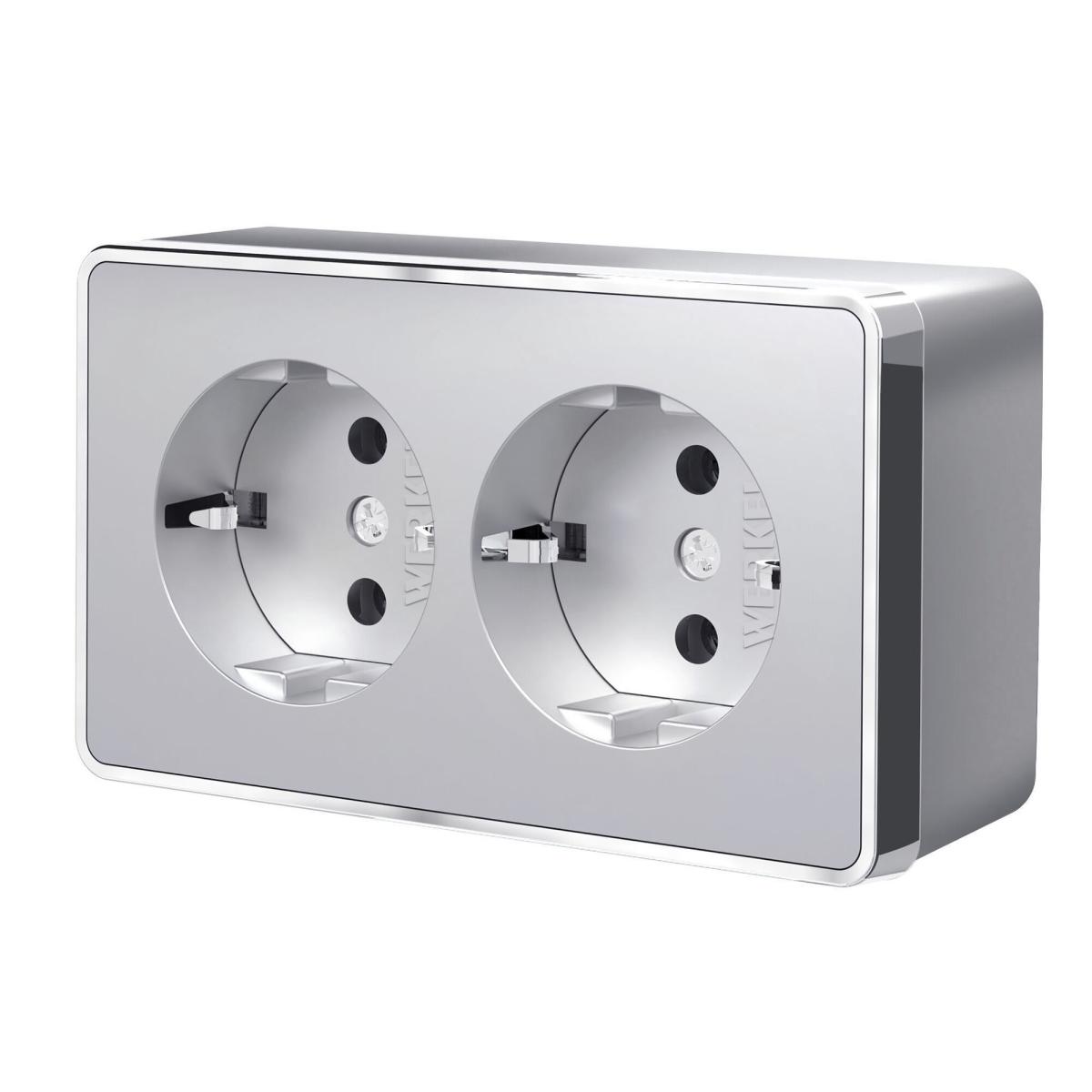 Розетка двойная с заземлением Werkel Gallant серебряный W5072106 4690389167188 4690389167188 - магазин электротехники Electroshop