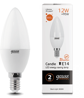 Лампа Gauss LED Elementary Candle 12W E14 3000K 33112 33112 - магазин электротехники Electroshop