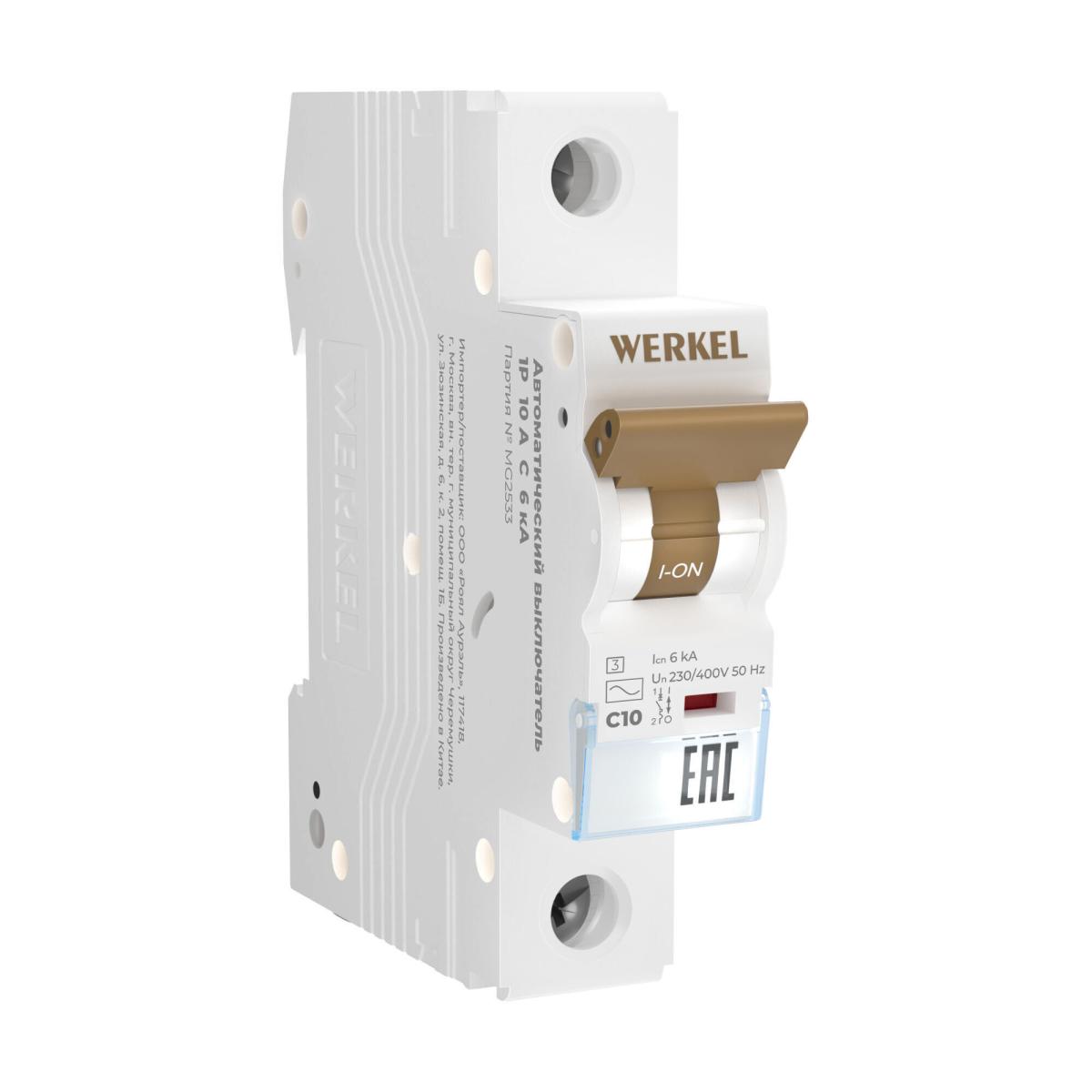 Автоматический выключатель 1P 10 A C 6 кА Werkel W901P106 4690389192548 a062534 4690389192548 - магазин электротехники Electroshop