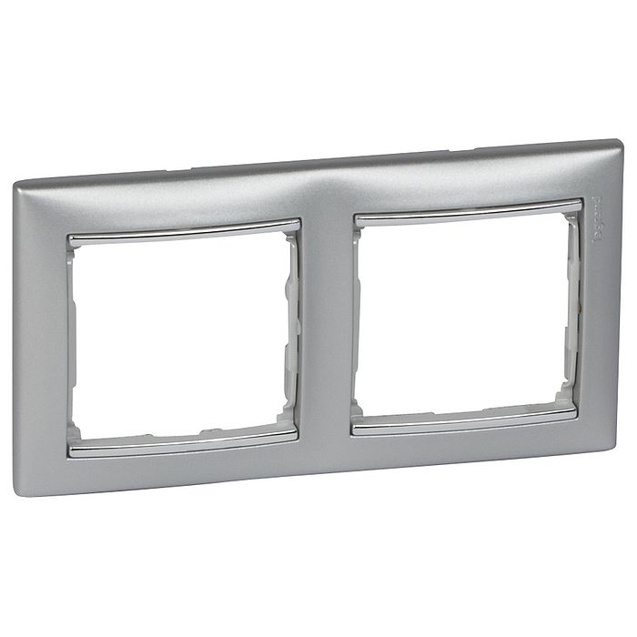Рамка Legrand Valena 2 поста алюминий/серебряный штрих 770352 770352 - магазин электротехники Electroshop