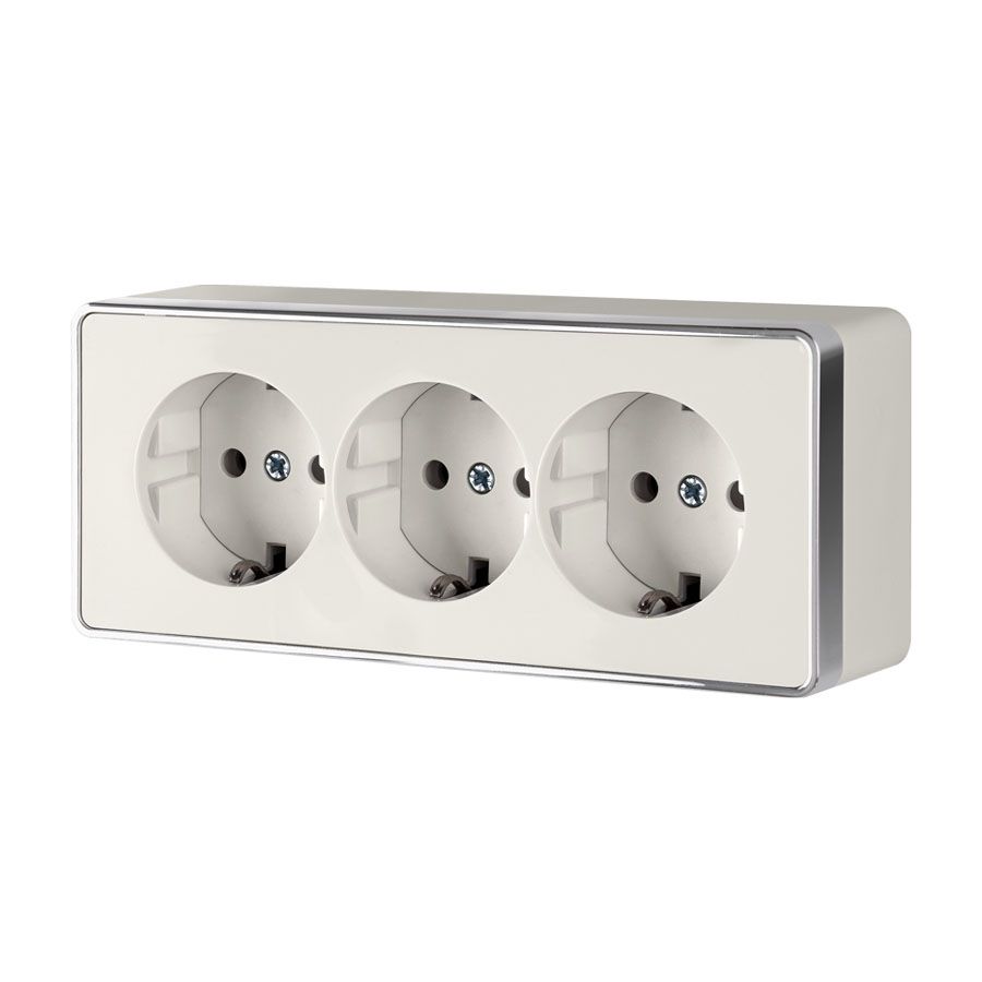 Розетка тройная с заземлением и шторками Werkel Gallant слоновая кость W5073103 4690389163906 4690389163906 - магазин электротехники Electroshop