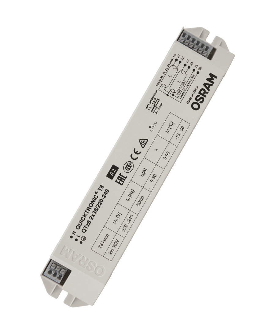 ЭПРА Osram QTZ8 2X36/220-240 VS20 210x40x30mm для люминесцентных ламп T8 4008321863324 4008321863324 - магазин электротехники Electroshop