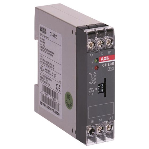 Реле времени ABB CT-ERE (задержка на включ.) 24В AC/DC, 220-240В AC (врем. диапазон 0.1..10с.) 1ПК 1SVR550107R1100 1SVR550107R1100 - магазин электротехники Electroshop
