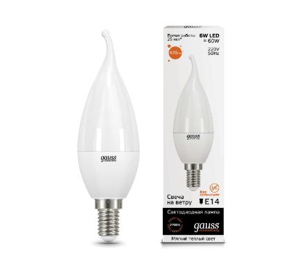 Лампа Gauss LED Elementary Candle Tailed 6W E14 3000K 34116 34116 - магазин электротехники Electroshop