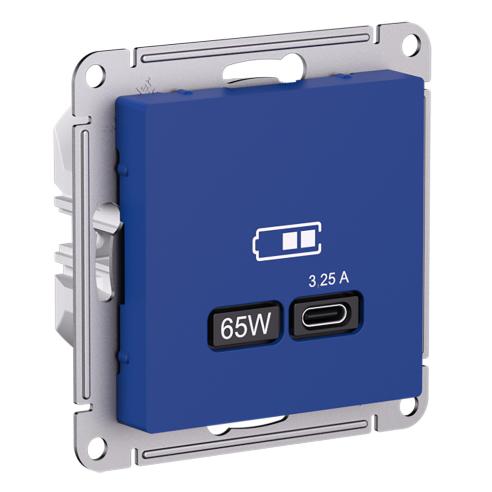 Зарядка USB тип С 65W высокоскоростная зарядка QC, PD AtlasDesign аквамарин Systeme Electric ATN001127 ATN001127 - магазин электротехники Electroshop