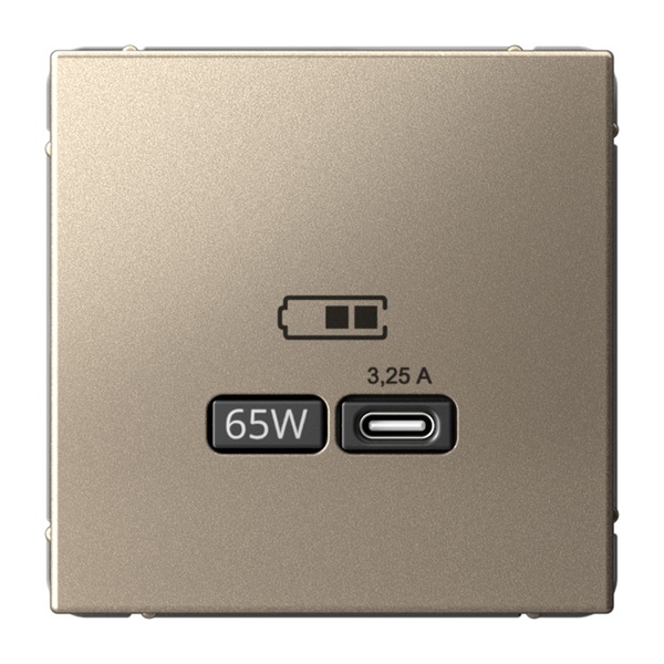 Зарядка USB ArtGallery тип-C 65Вт QC PD шампань Systeme Electric GAL000527 GAL000527 - магазин электротехники Electroshop