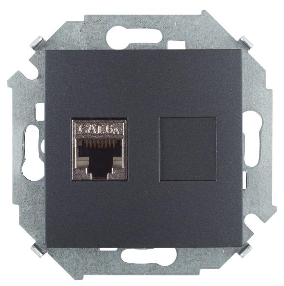 Розетка компьютерная RJ45 кат.6a Systimax Simon 15 графит 1591563-038 1591563-038 - магазин электротехники Electroshop