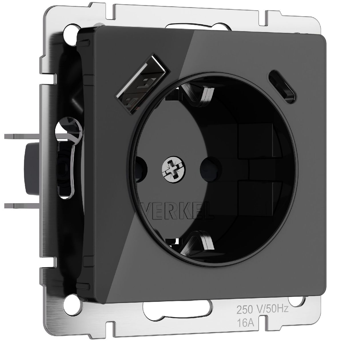 Розетка с заземлением, шторками и USB тип A+C Werkel 4690389197741 W1171748 a064044 4690389197741 - магазин электротехники Electroshop