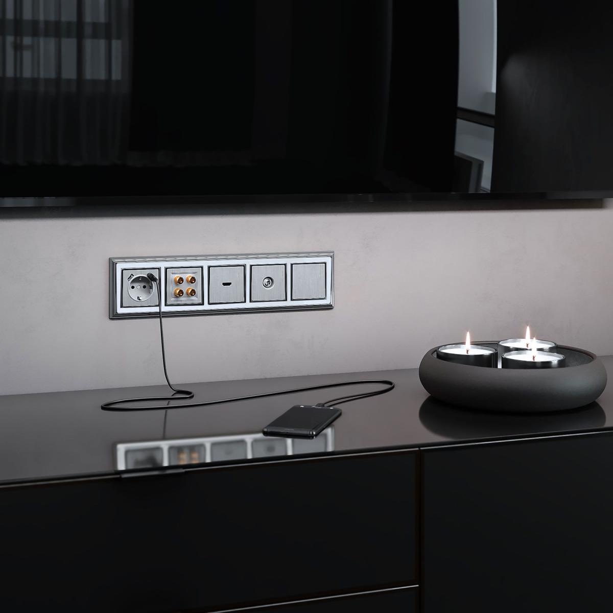 ТВ-розетка оконечная Werkel cеребряный рифленый W1183009 4690389159909 4690389159909 - магазин электротехники Electroshop