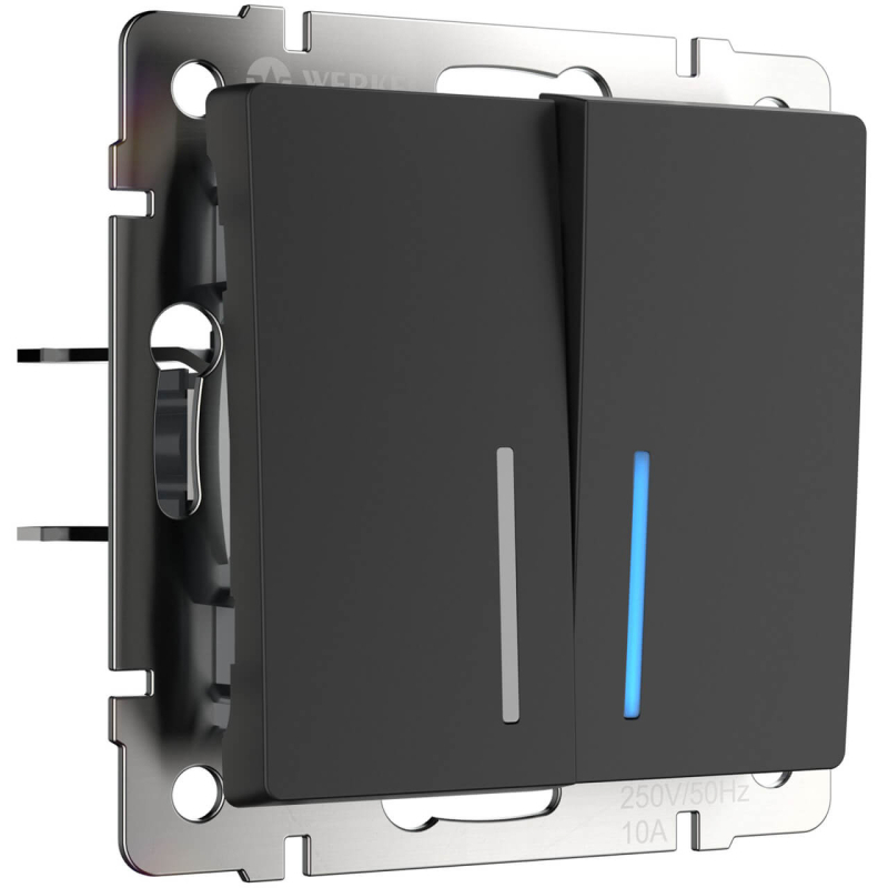 Выключатель Werkel двухклавишный с подсветкой черный матовый W1120108 4690389156717 4690389156717 - магазин электротехники Electroshop