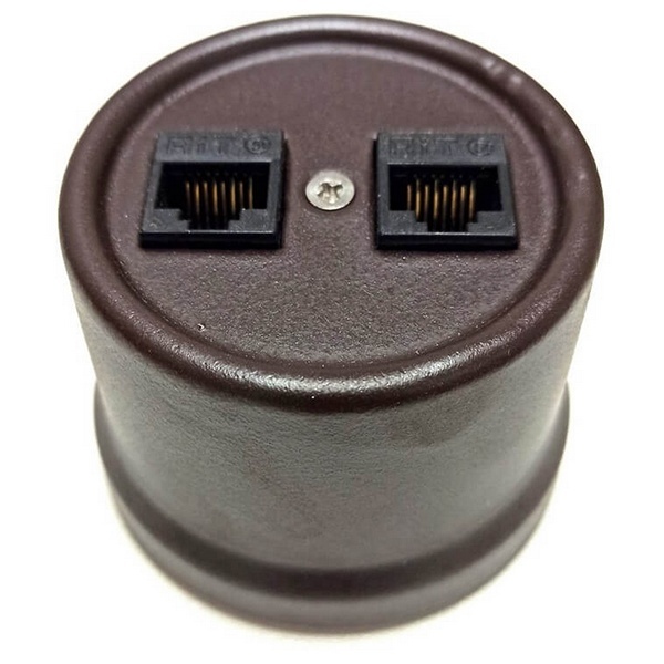Розетка компьютерная 2-ая (RJ45) Bironi Лизетта керамика коричневый B1-302-02 B1-302-02 - магазин электротехники Electroshop