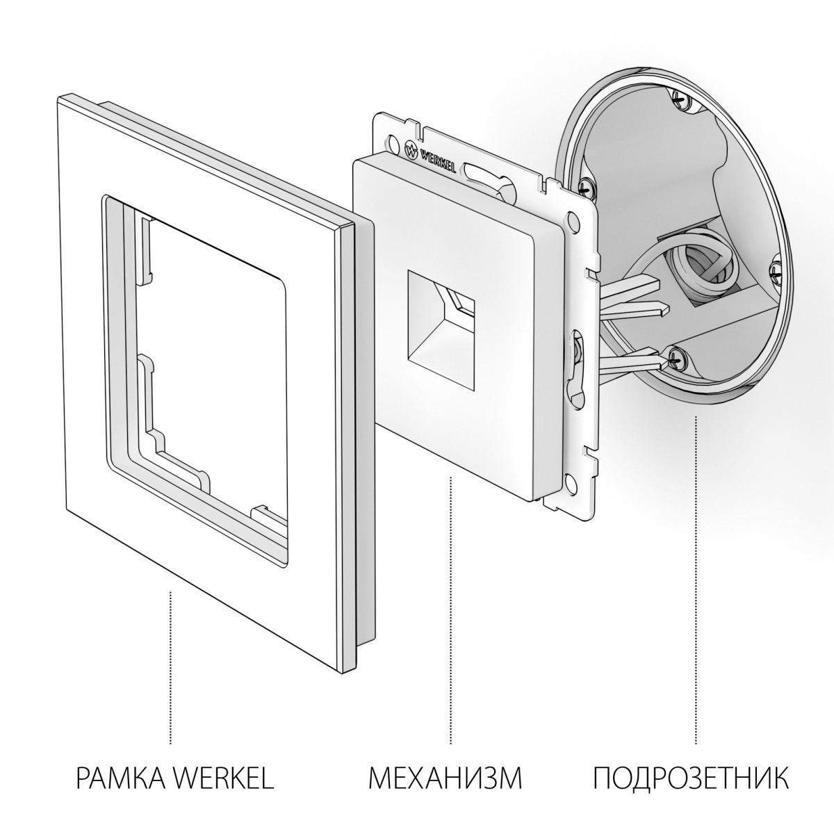 Розетка Ethernet RJ-45 Werkel глянцевый никель W1181002 4690389158247 4690389158247 - магазин электротехники Electroshop