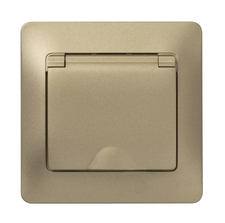 Розетка с заземлением со шторками с крышкой 16А IP20 в сборе Schneider Electric Glossa титан GSL000446 GSL000446 - магазин электротехники Electroshop