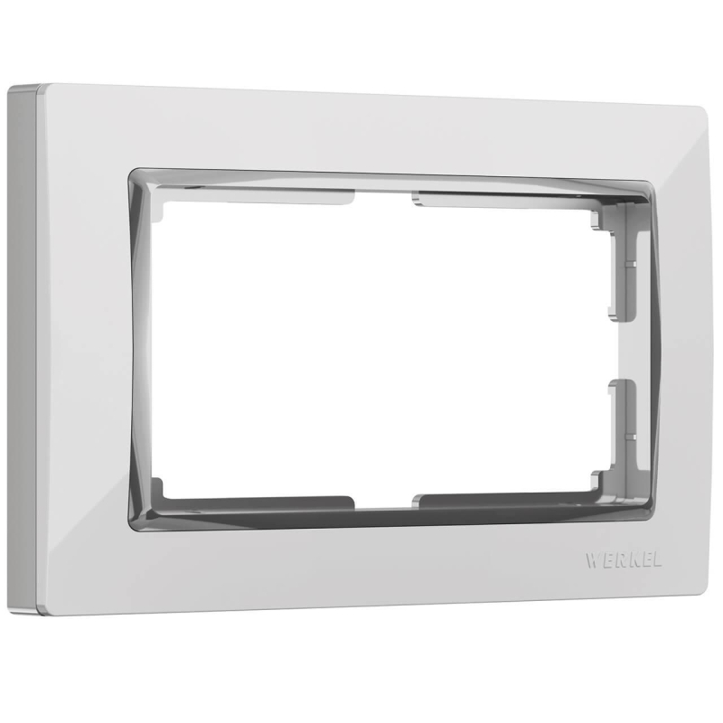 Рамка для двойной розетки Werkel Snabb белый/хром W0081901 4690389161063 4690389161063 - магазин электротехники Electroshop