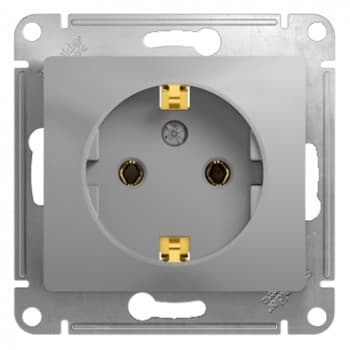 Розетка с заземлением 16А механизм Systeme Electric Glossa алюминий GSL000343 GSL000343 - магазин электротехники Electroshop