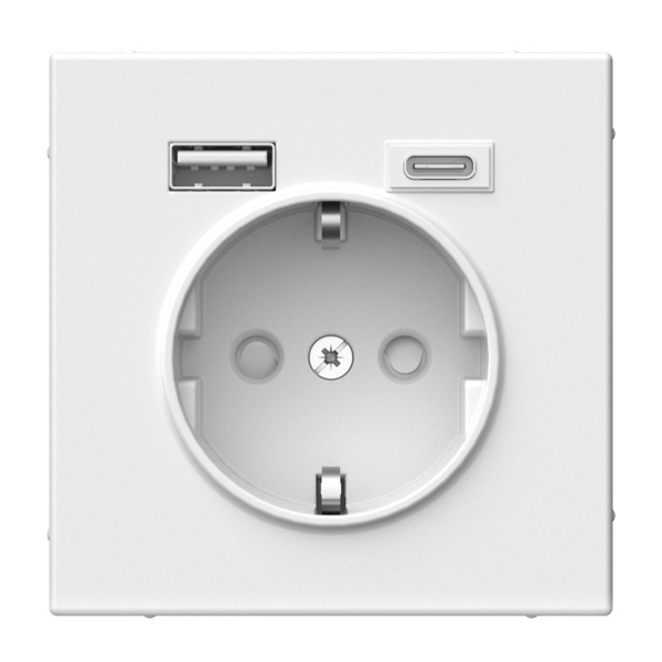 Зарядка USB с розеткой 2P+E ArtGallery тип-А и тип-C 5В/2,4А/3,0А, 2х5В/1,5 лотос Systeme Electric GAL001332 GAL001332 - магазин электротехники Electroshop