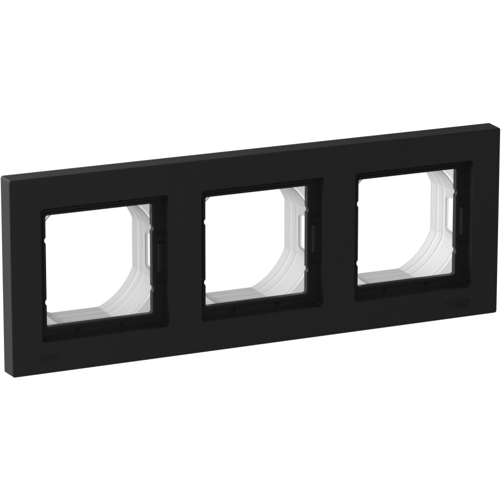 Рамка Schneider Electric AtlasDesign Aqua 3 поста IP44 карбон ATN441003 ATN441003 - магазин электротехники Electroshop