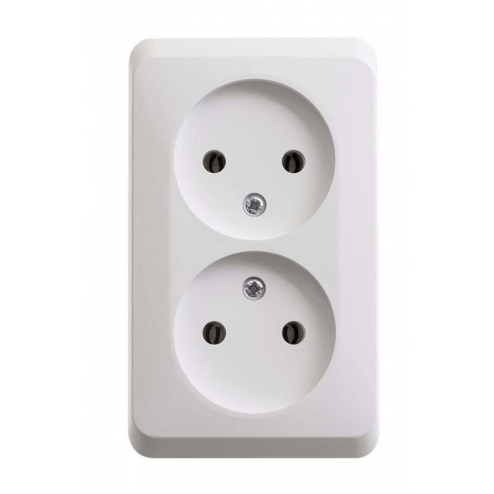 Розетка двойная б/з Systeme Electric Этюд белая PA16-005B PA16-005B - магазин электротехники Electroshop