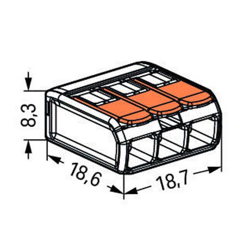 Клеммник WAGO 3 (одножильных или многожильных) х 0,08-4мм2 32A Cu 221-413 221-413 - магазин электротехники Electroshop