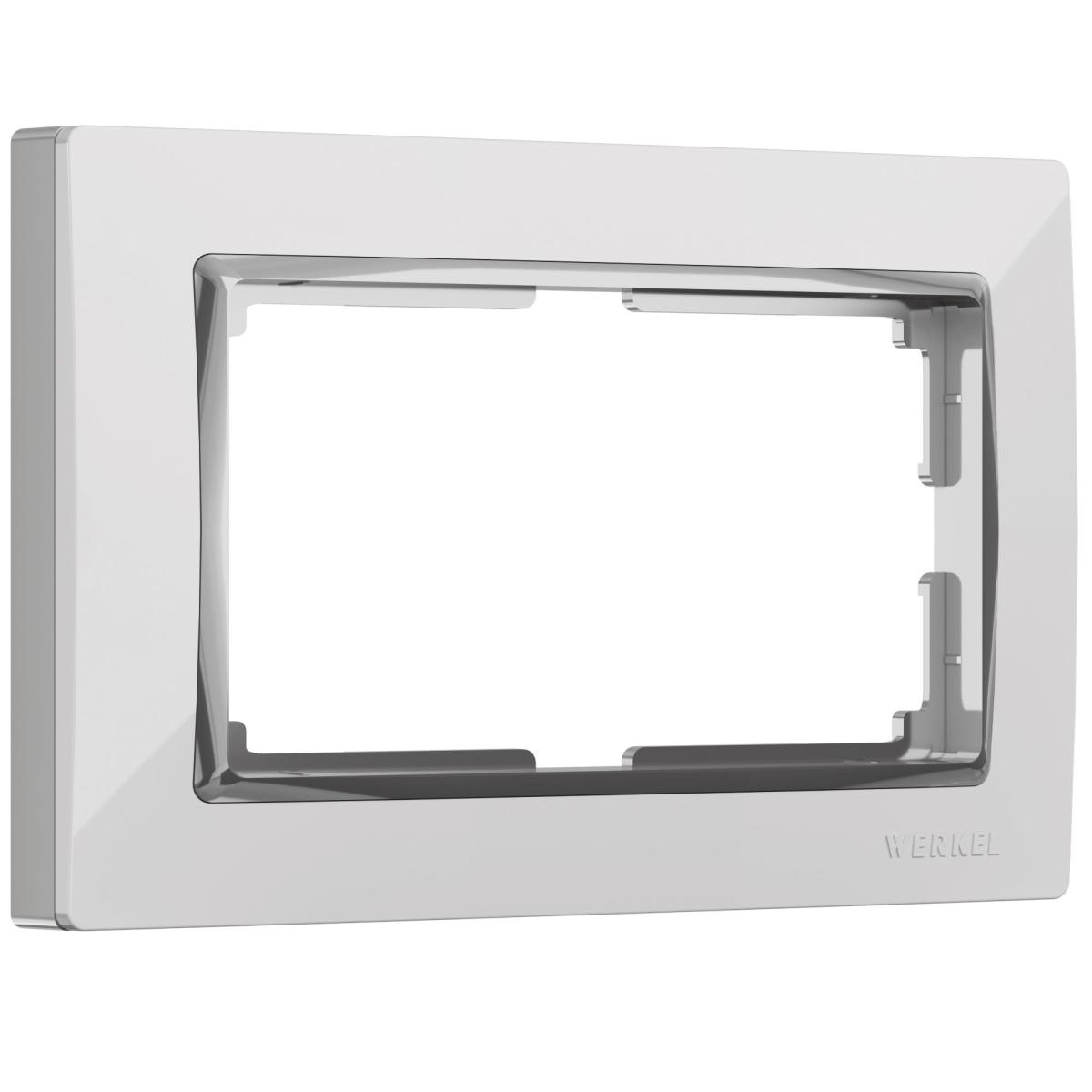 Рамка для двойной розетки Werkel Snabb белый/хром W0081901 4690389161063 4690389161063 - магазин электротехники Electroshop