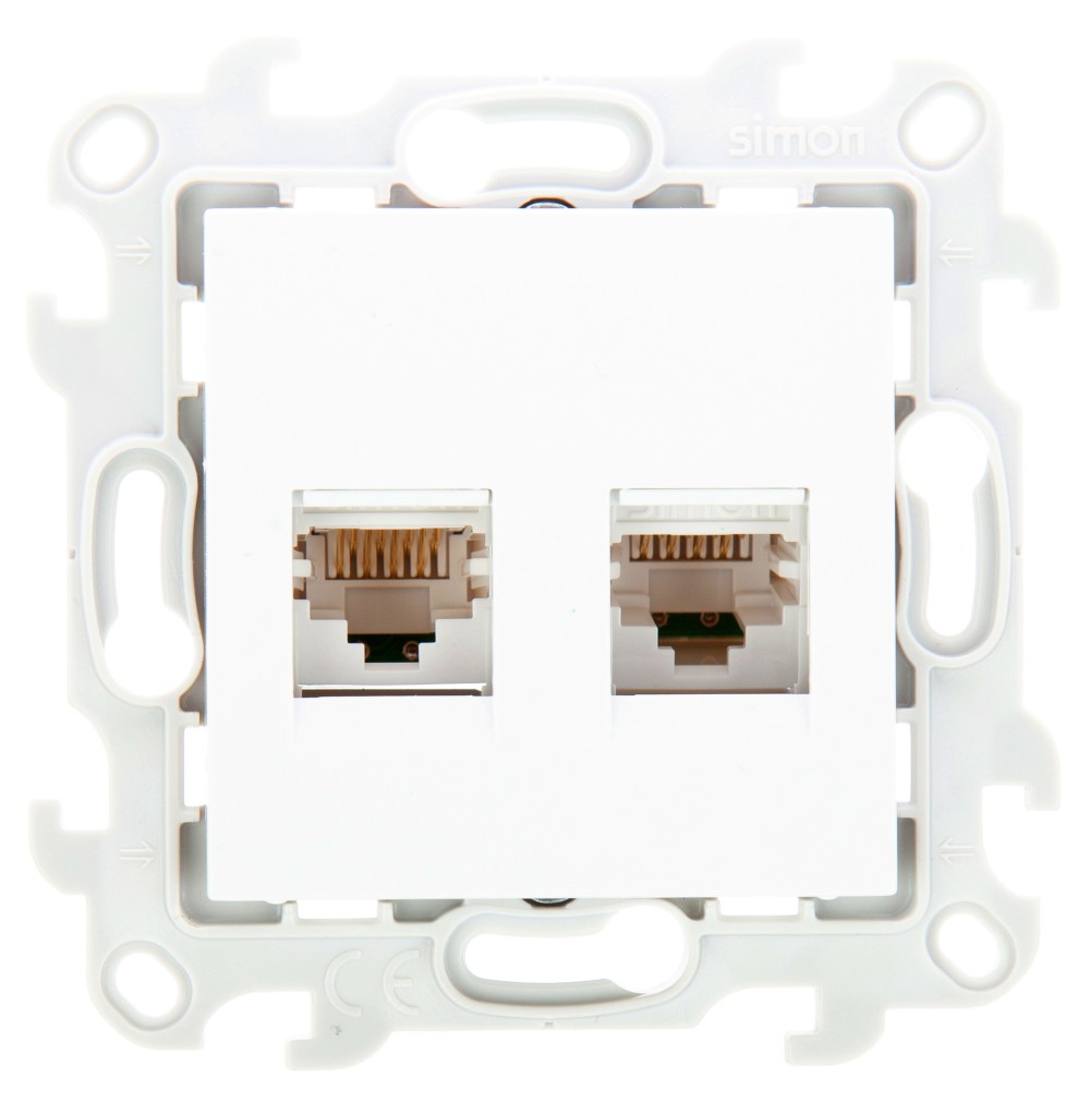 Розетка компьютерная 2хRJ45 кат 5е UTP Simon 24 Harmonie белый 2450593-030 2450593-030 - магазин электротехники Electroshop