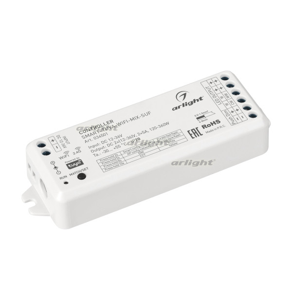 Контроллер Arlight SMART-TUYA-WIFI-MIX-SUF 12-36V 2x5A 2.4G 034501 034501 - магазин электротехники Electroshop