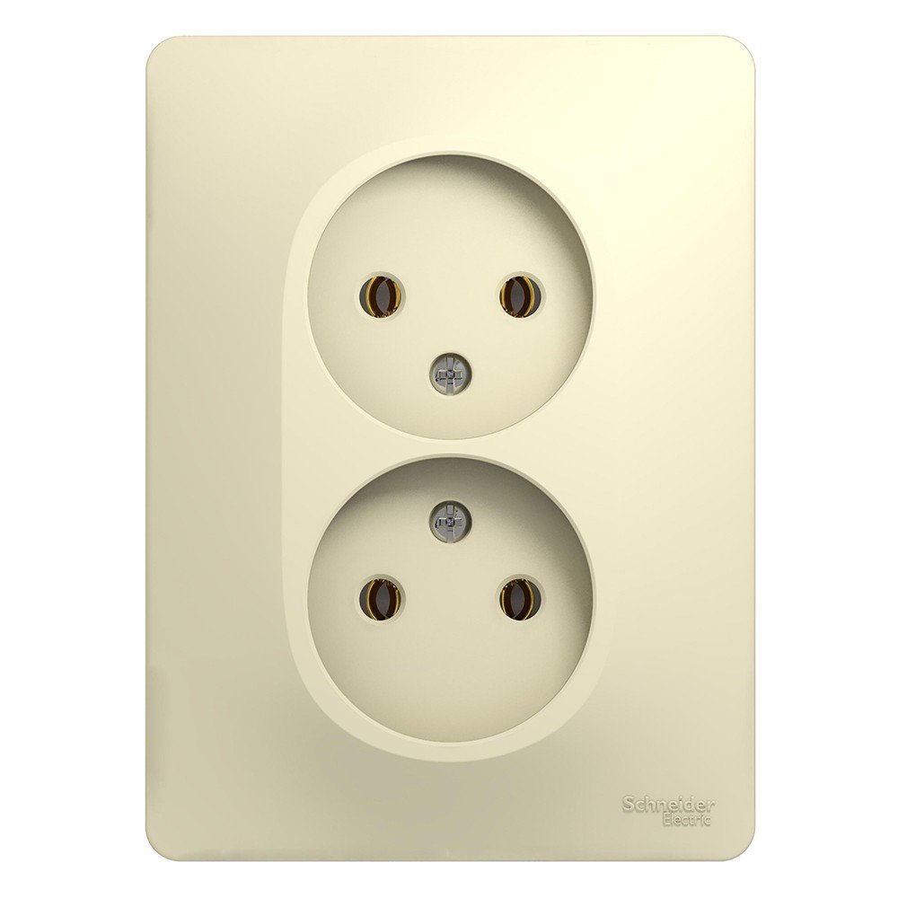 Розетка двойная без заземления16А в сборе Schneider Electric Glossa бежевый GSL000220 GSL000220 - магазин электротехники Electroshop