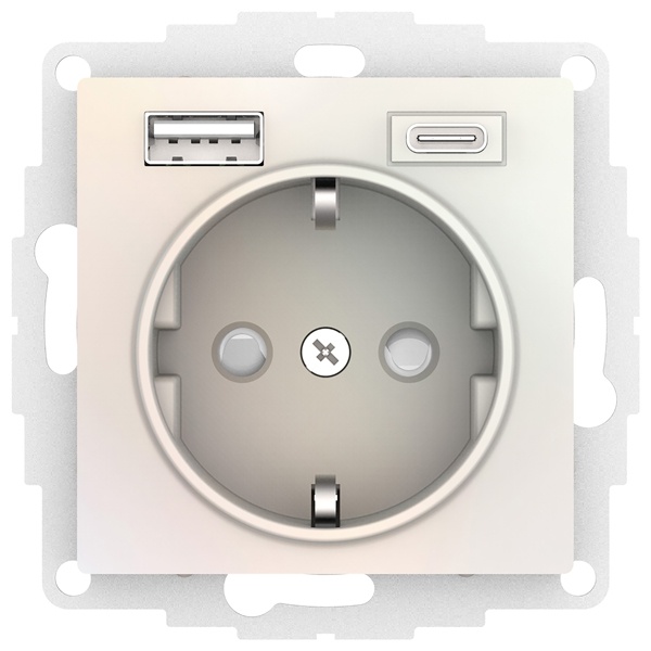 Зарядка розетка с/з 16А + USB A+С 5В/2,4А/3,0А, 2х5В/1,5А AtlasDesign жемчуг Systeme Electric ATN000432 ATN000432 - магазин электротехники Electroshop