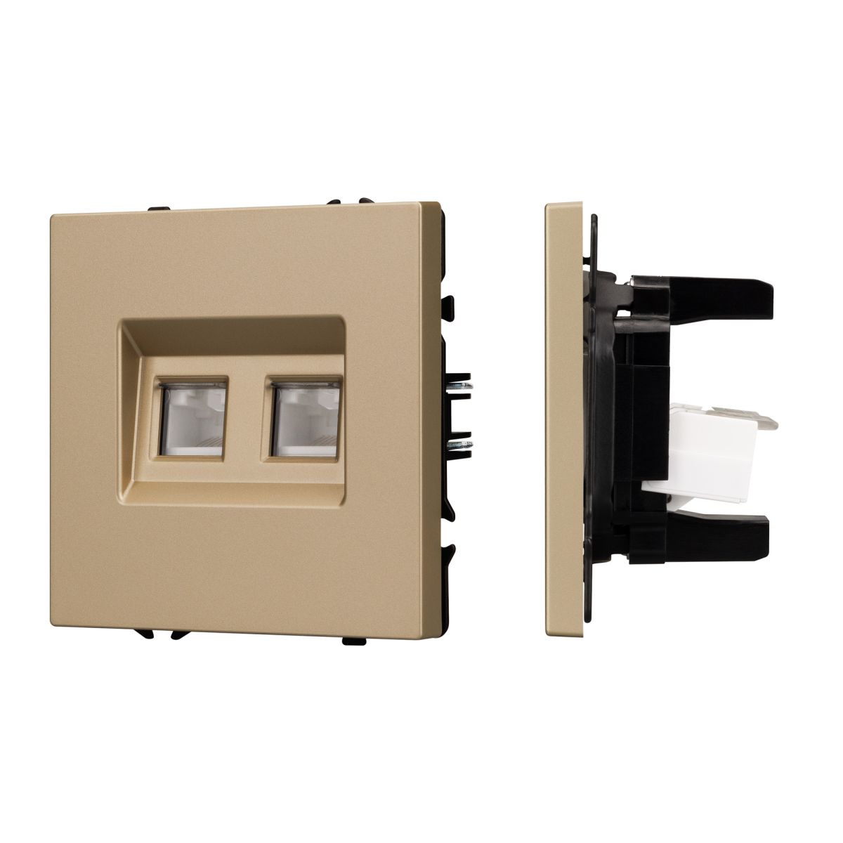 Розетка компьютерная двойная софт-тач золотой песок Arlight SCT-MPC2-SFPL-GD (2хRJ-45, CAT6) 054314(1) 054314(1) - магазин электротехники Electroshop