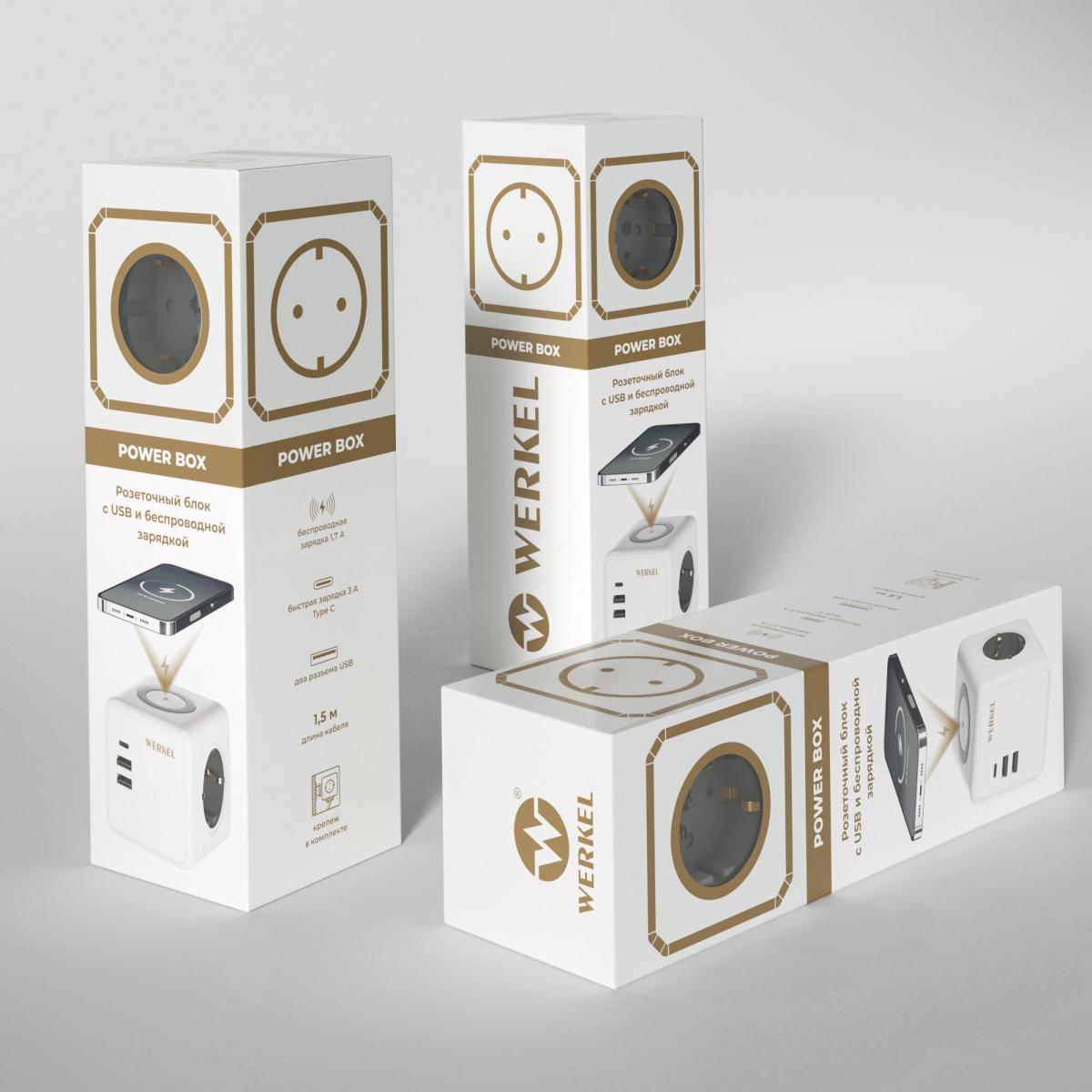 Розеточный блок 3-местный + 3 USB + беспроводная зарядка Werkel 4690389204265 W6513501 a066454 4690389204265 - магазин электротехники Electroshop