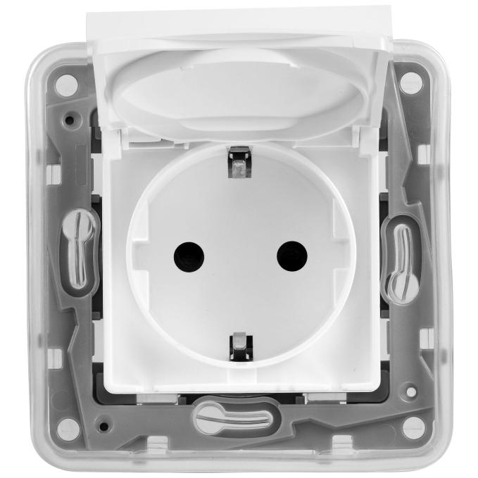 Розетка Legrand Etika Plus IP44 с заземлением, самозажимные клеммы, белый  672226 672226 - магазин электротехники Electroshop