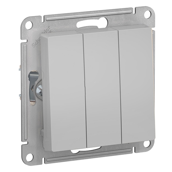 Трехклавишный выключатель 10А AtlasDesign алюминий Systeme Electric ATN000331 ATN000331 - магазин электротехники Electroshop